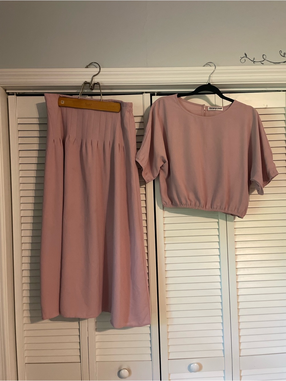 Soft Dusty Pink Two-Piece Skirt Set
